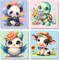 8X8inch - 4 Pack Animal Paint by Number for Kids with Wooden Frame